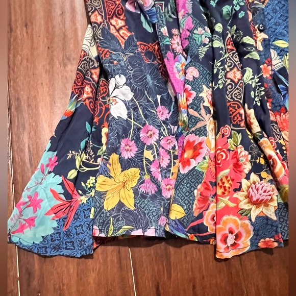 Johnny Was Maxi Floral Dress Button Front Blue Asian Print Small NWOT $328- - Picture 2 of 15